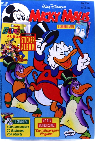 Walt Disneys Micky Maus Comic Nr. 39 (1992): Dagobert Duck - die hilfsbereiten Pinguine von Ehapa